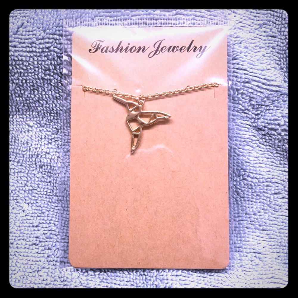 Gold Toned Humming Bird Necklace